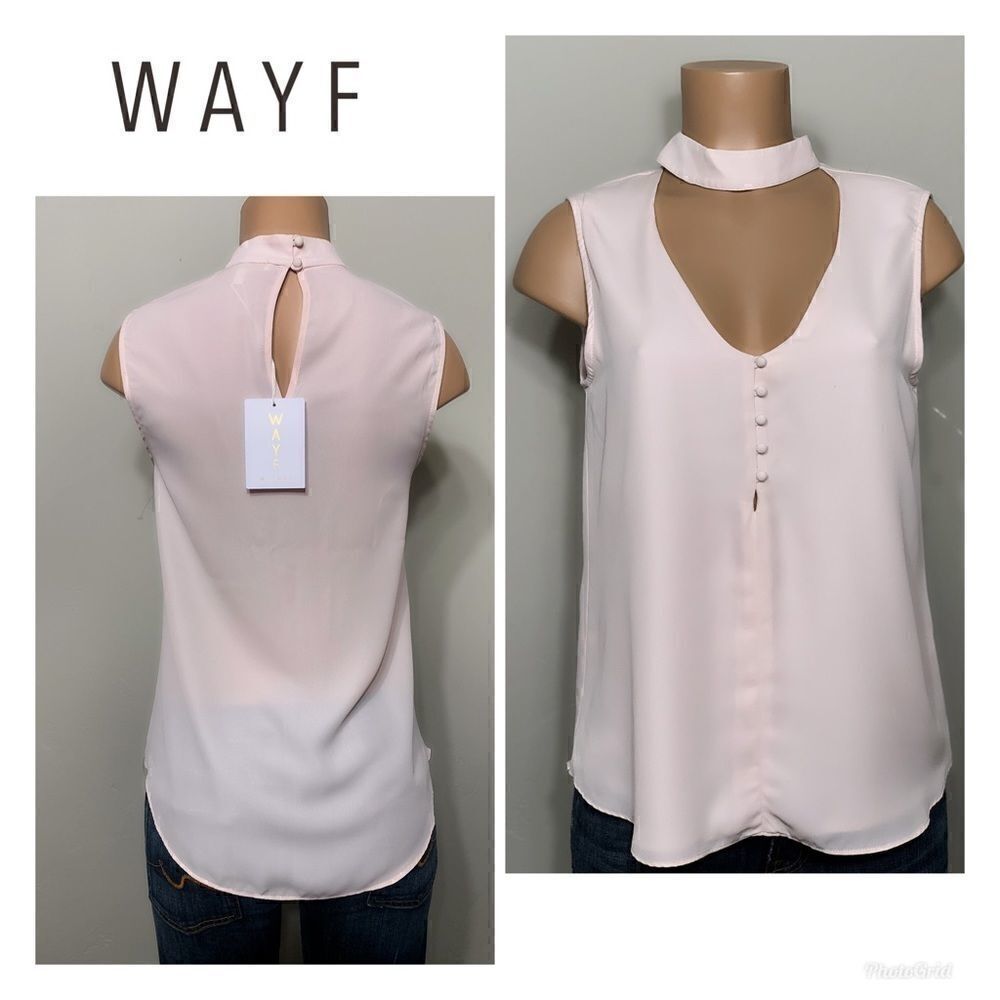 New. Wayf light pink choker style blouse. NWT